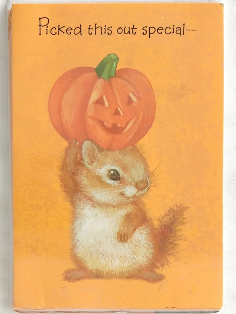 New! 6 Vtg HALLMARK Halloween Cards Squirrel Chipmunk Jack O Lantern Pumpkin USA